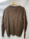 Aelfric Eden Women's Oversized Fisherman Cable Knit Sweater XS Brown Long Sleeve