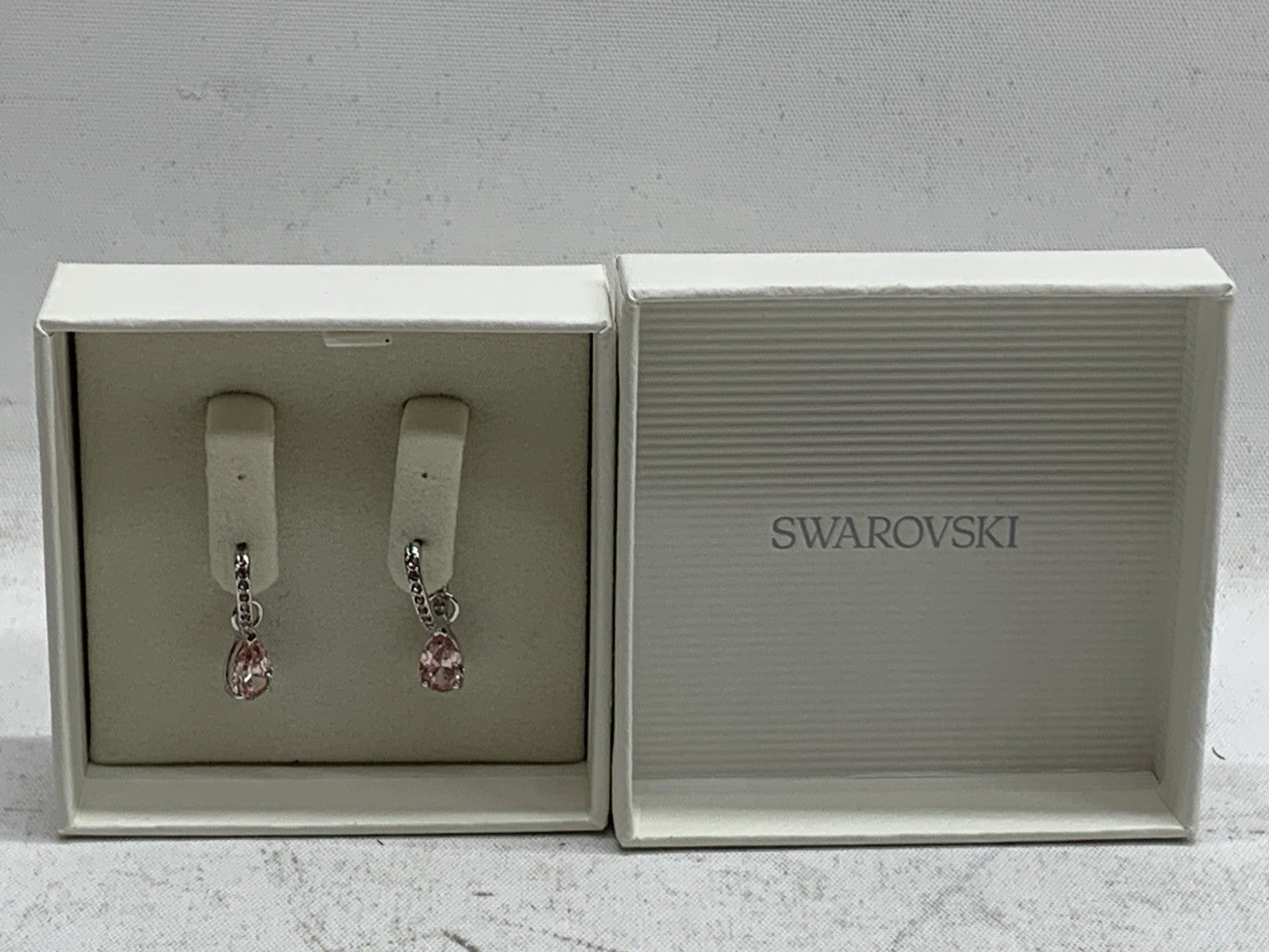 Swarovski Women's Stilla Attract Drop Earrings Pear Cut 5723566 Rose Jewelry