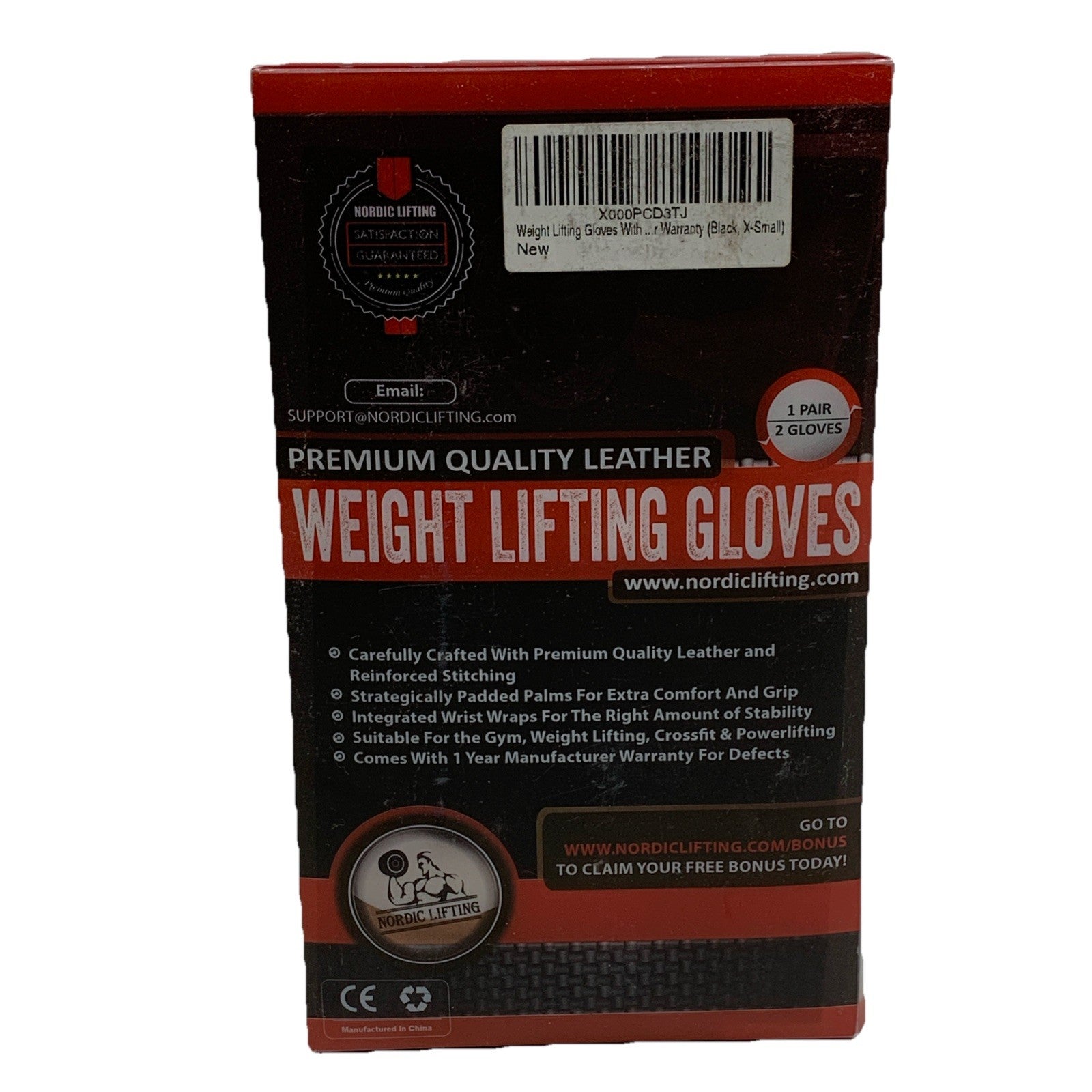 Nordic Lifting Weight Lifting Gloves 1 Pair Black Wrist Support for Gym Workout