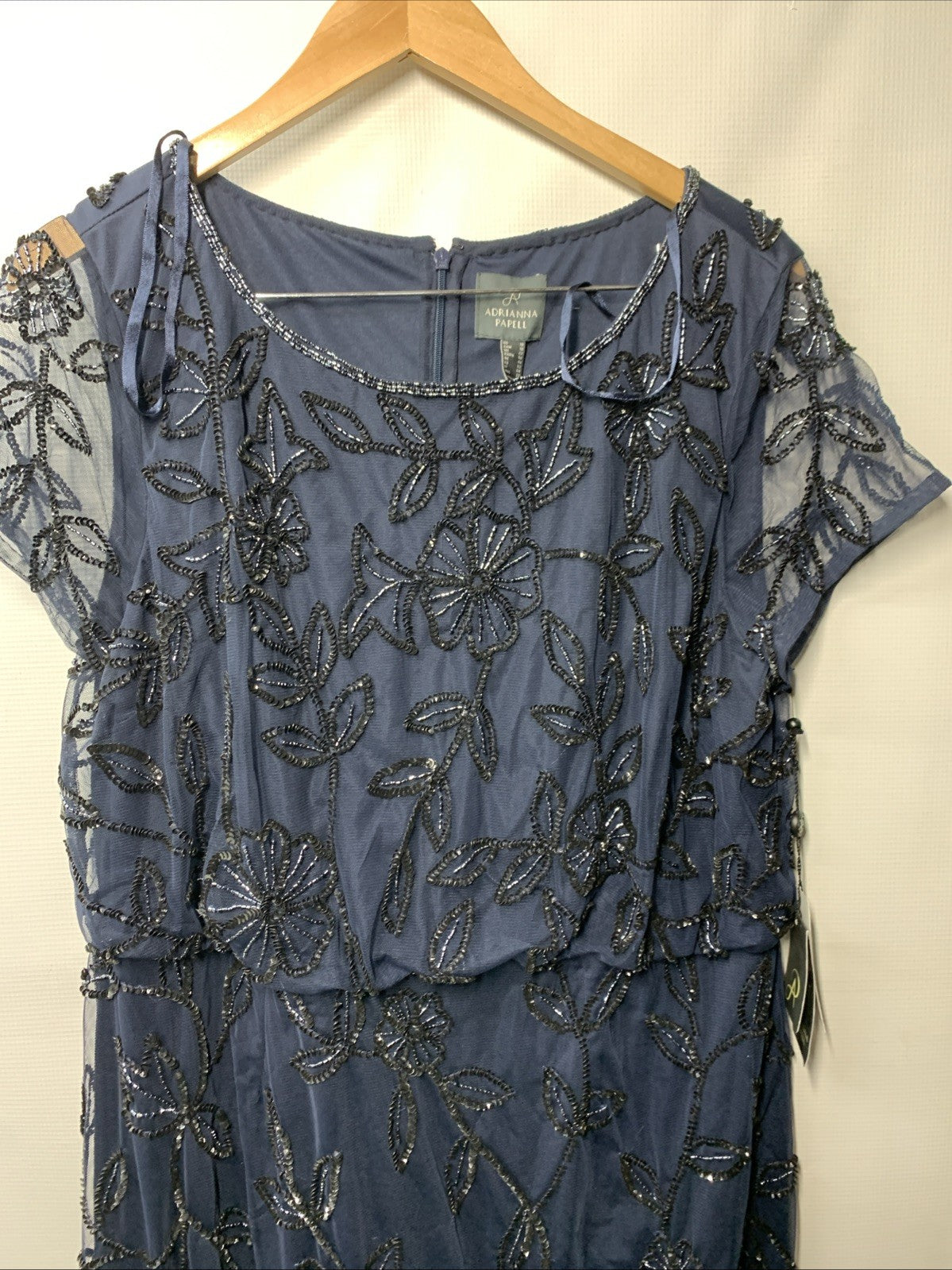 Alex Evenings Women's Blouson Beaded Long Dress Formal Cocktail Guest Size 18