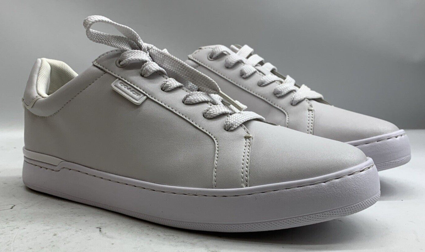 Coach Men'S Lowline Low Top Sneaker White Leather Size 9 Lace-up Shoes Casual