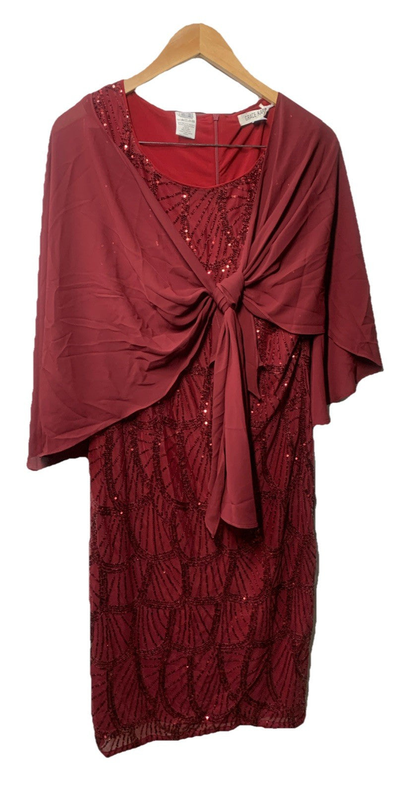 GRACE KARIN Women's Sequin Mother of The Bride Formal Wedding Dress Size 16 Red