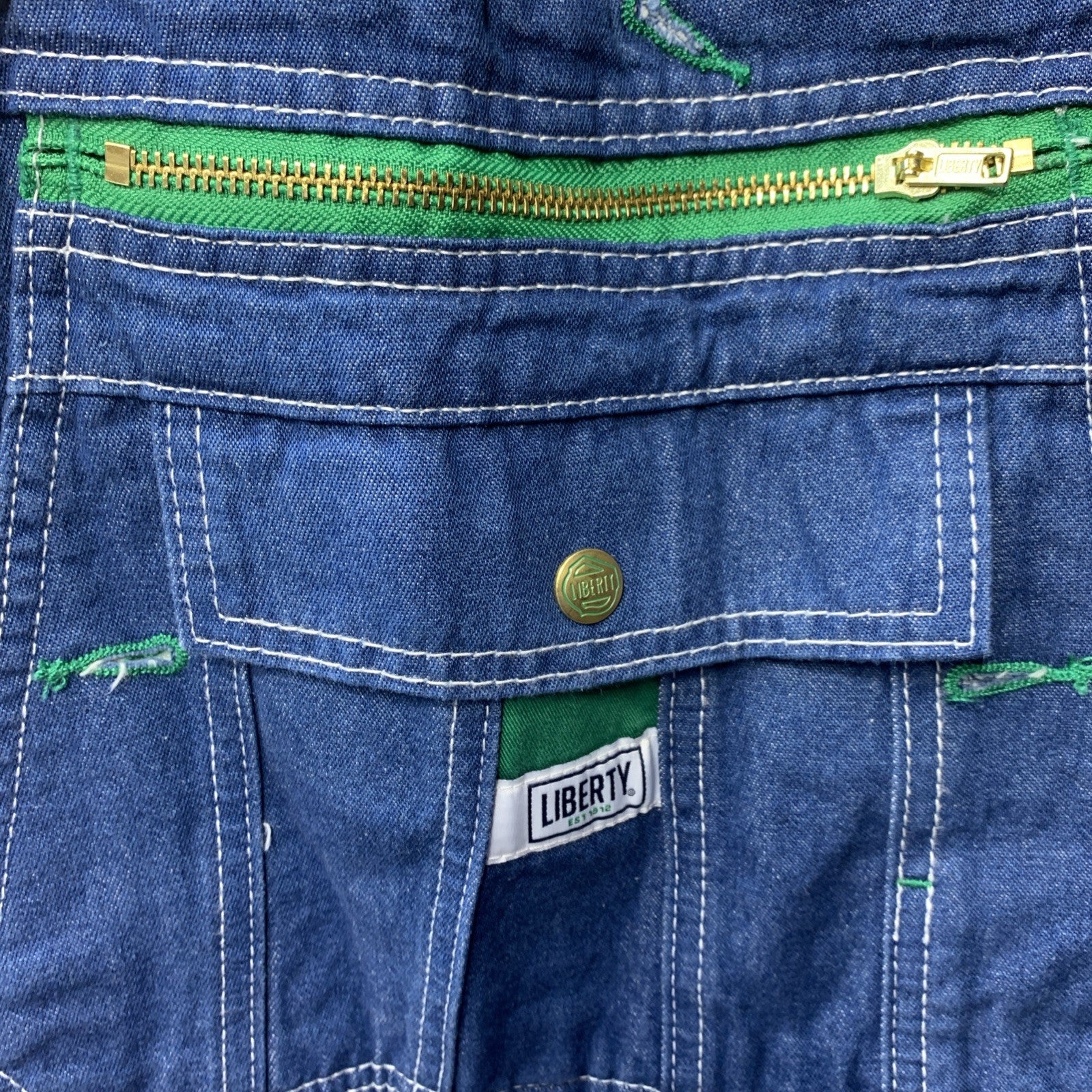 Liberty Bib Overalls Blue Denim Carpenter Workwear Pants Jeans Men's Size 36x32
