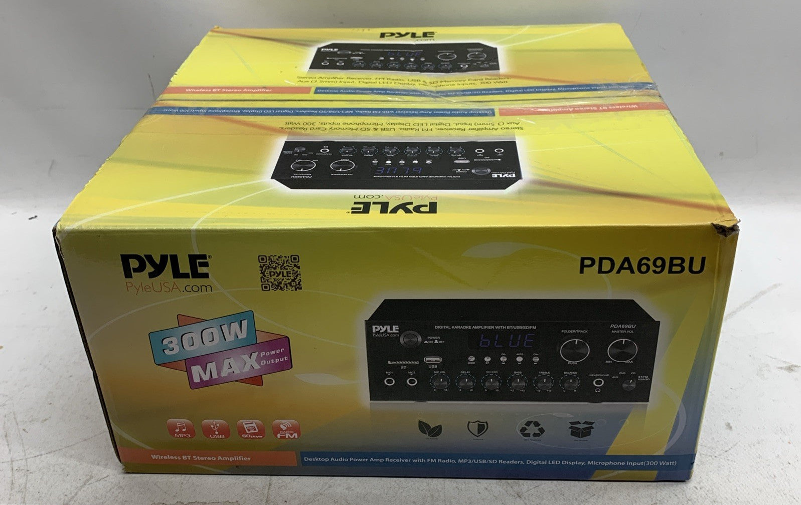 Pyle Stereo Karaoke Amplifier Audio Receiver w/Remote Control Bluetooth Black