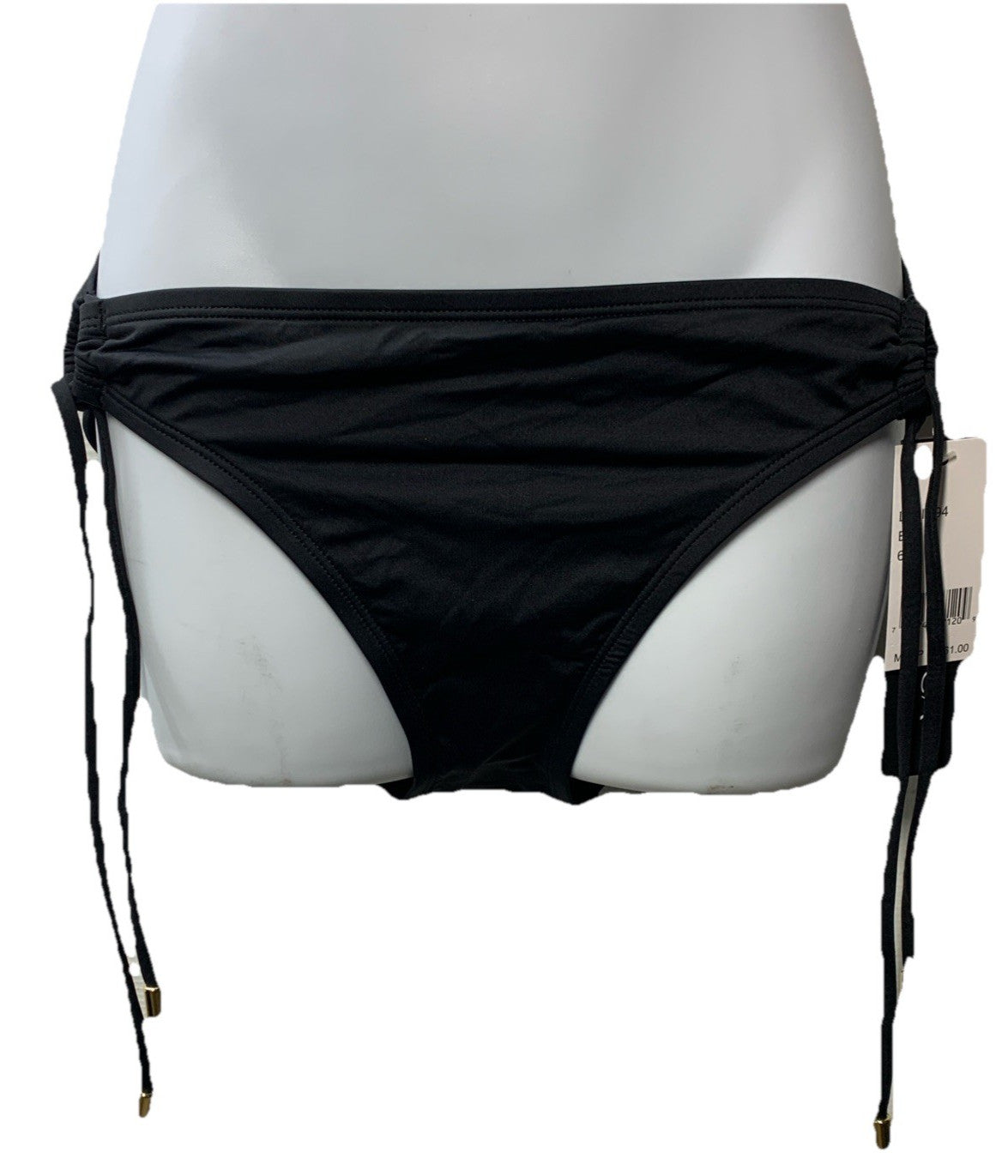 La Blanca Swim Bottom Bikini Island Goddess Side Tie Hipster Womens Size 6 Black