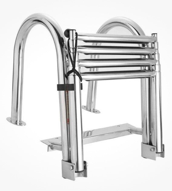 316 Stainless Steel 4 Step Marine Boat Folding Telescoping Ladder Yacht Ladder