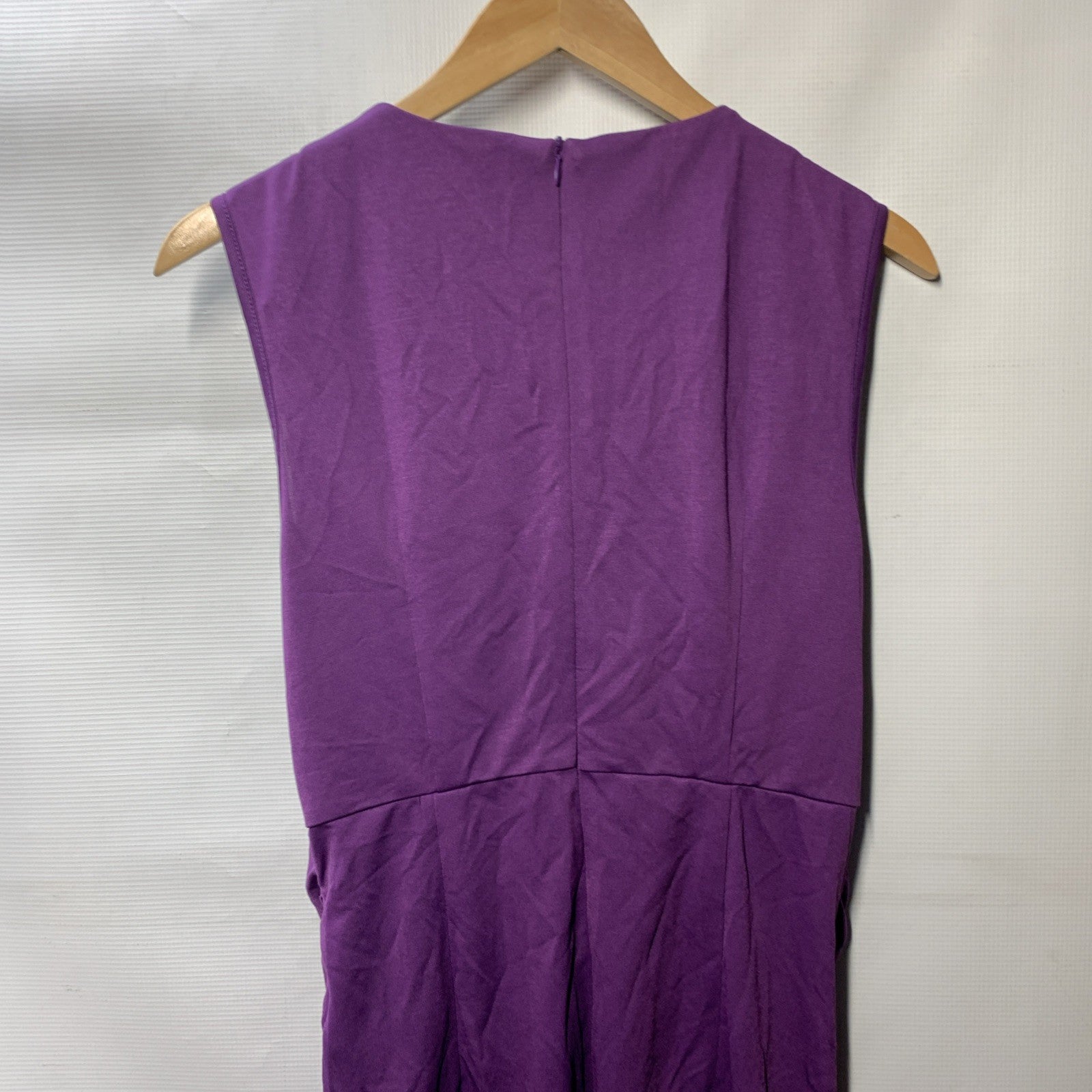 GRACE KARIN Cocktail Party Dress Sleeveless Ruched Size Large Purple Front Drape