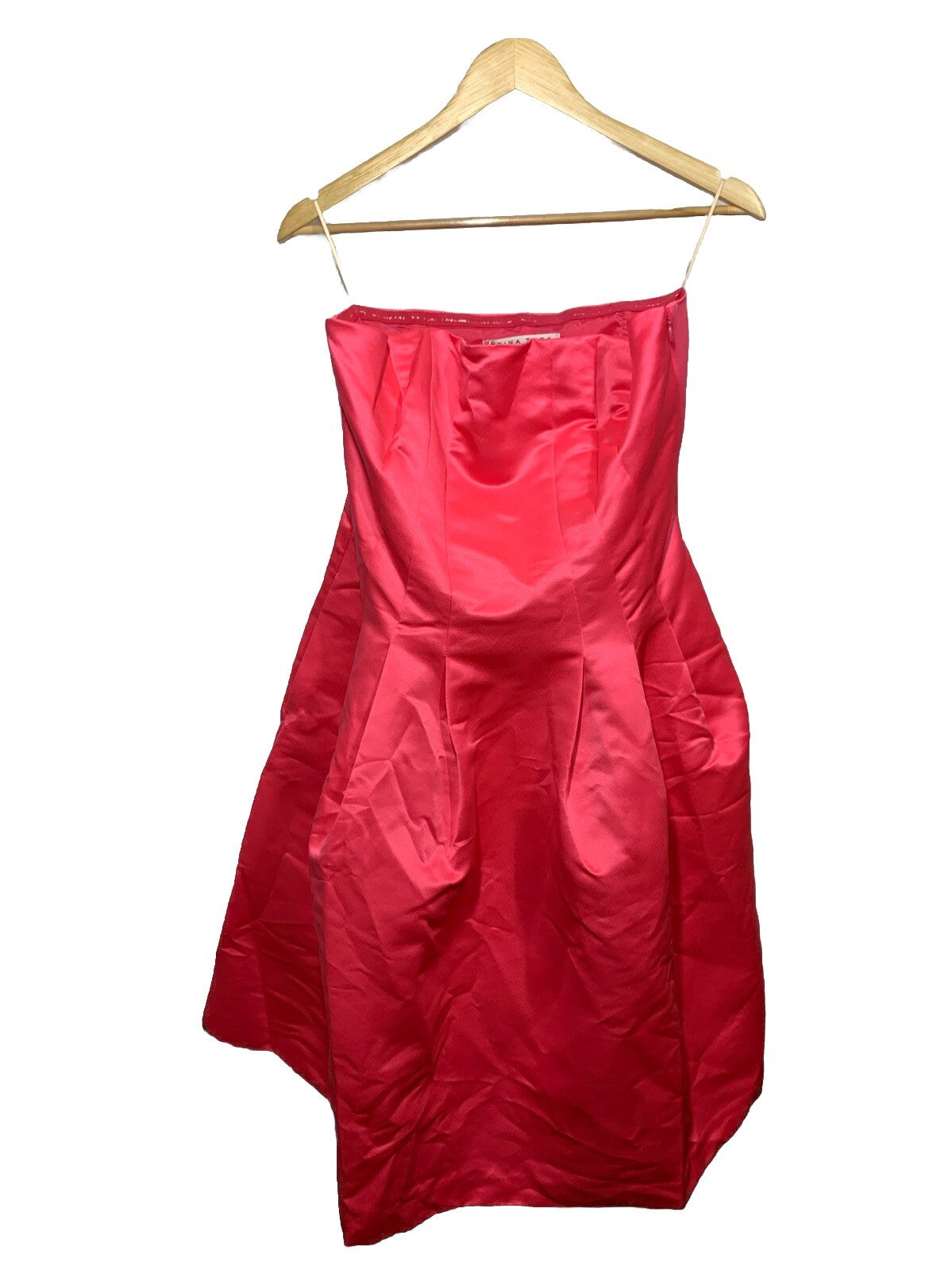 Trina Turk Womens Strapless Satin Cocktail Party Dress Size 10 A Line Skirt Pink
