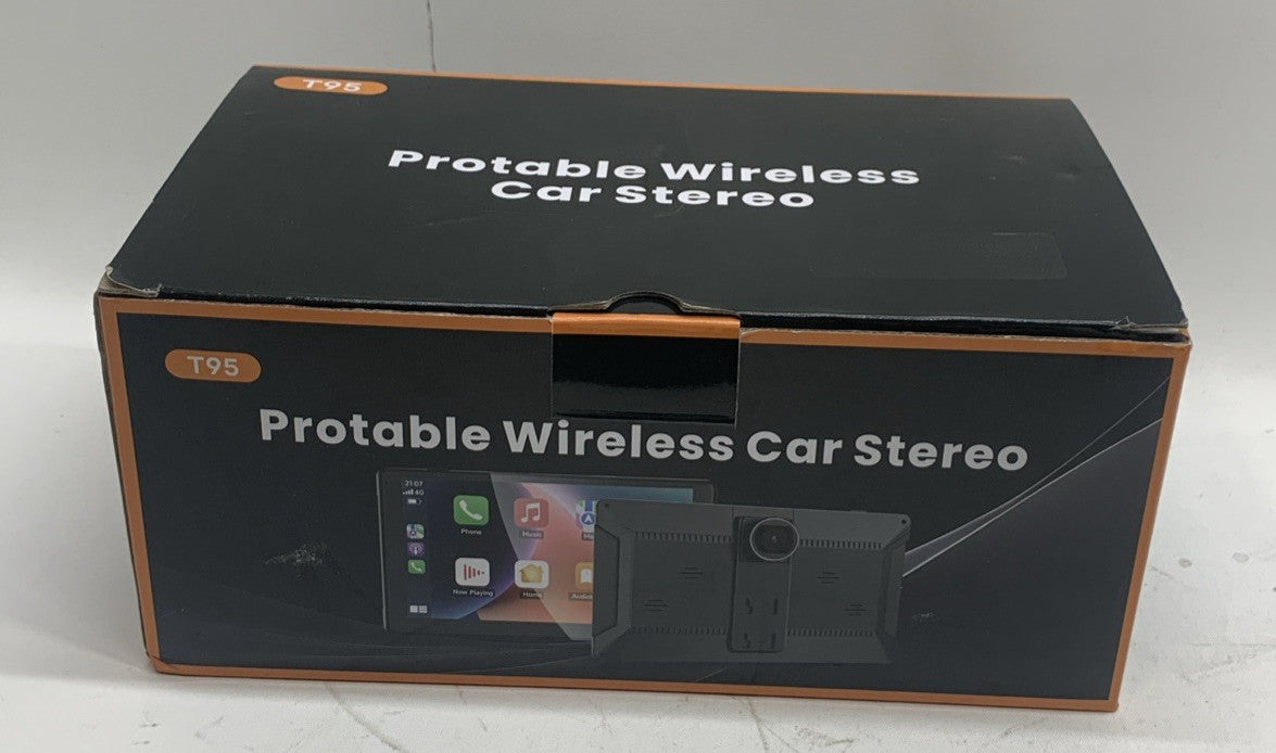 T95 Portable Wireless Carplay Stereo Touchscreen with 4K Dash Cam: Portable 9”