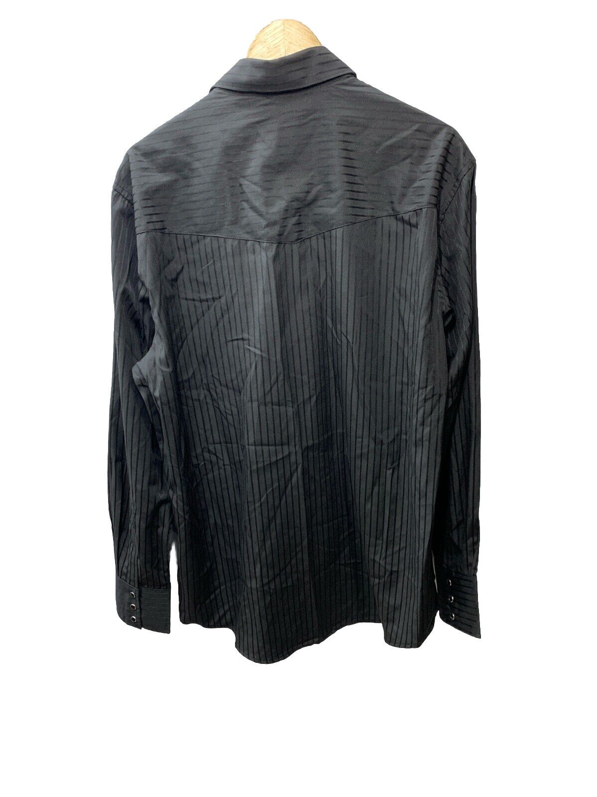 Wrangler Men's Sport Western Dobby Stripe Snap Long Sleeve Shirt Large Black