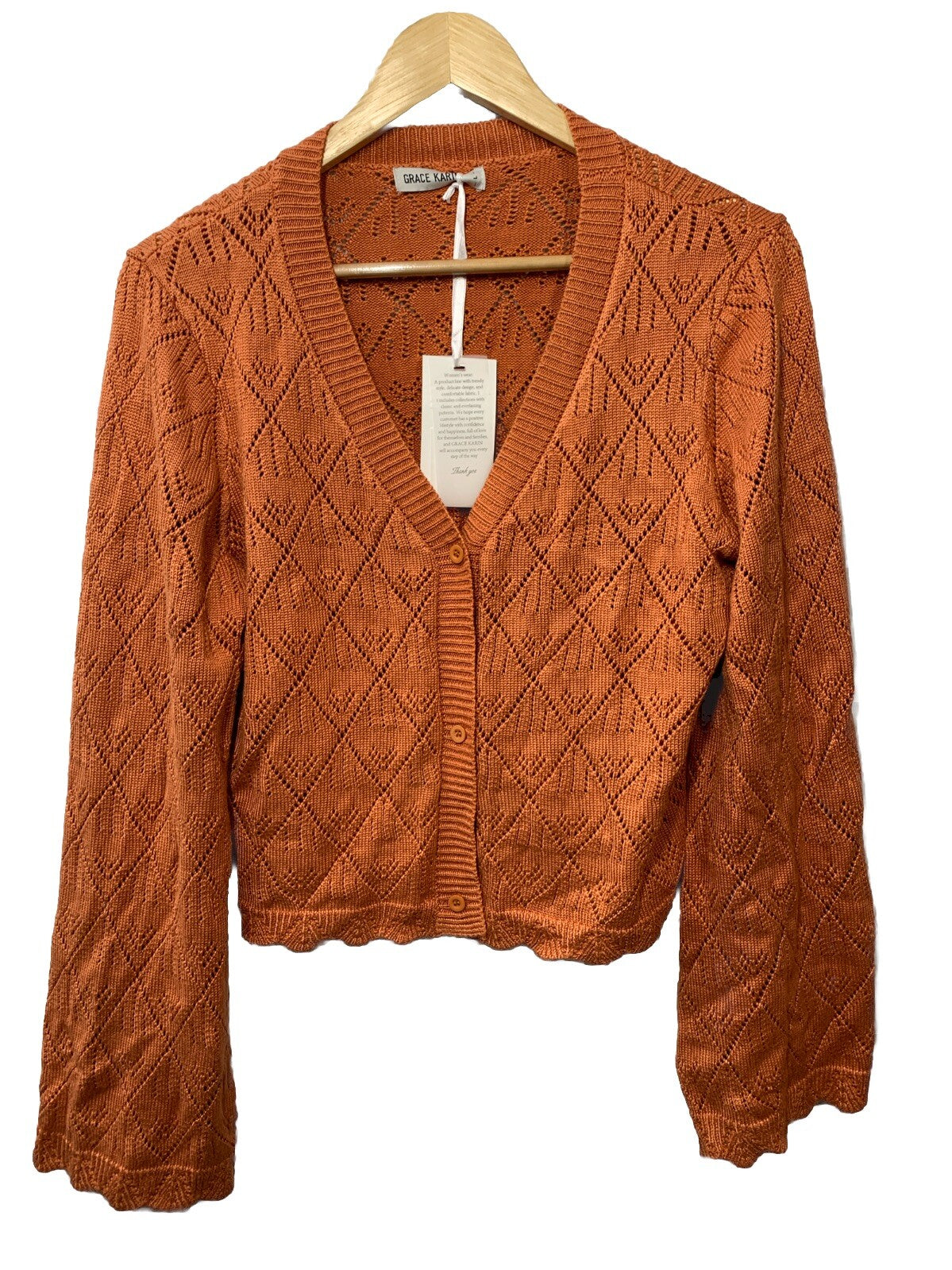 GRACE KARIN Cardigan Sweaters Women Lightweight Size Large Long Sleeve Orange