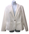 White Tommy Hilfiger women's blazer with long sleeves and single-button closure, tailored business jacket for women.