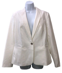 Tommy Hilfiger Women's Blazer Business Jacket Long Sleeve 12 Single-Button White