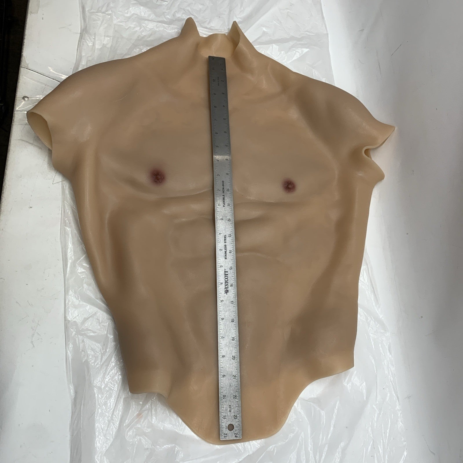 KnowU Breastplate Silicone Male Fake Chest Muscle Body Suit Cosplay Crossdress