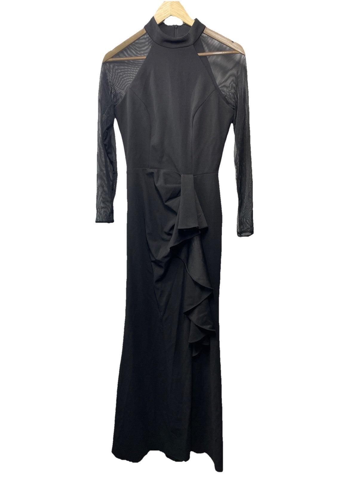 Betsy & Adam Women's Long Sheer Sleeve Mock Neck Stretch Size 6 Black A24881