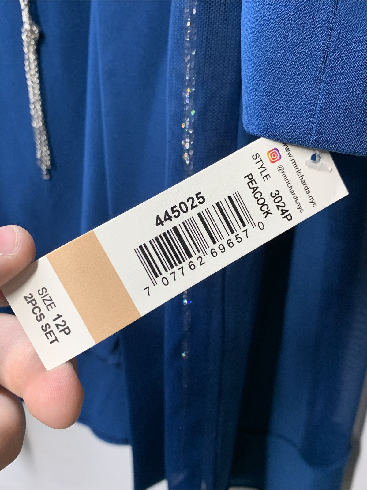 R&M Richards Women's Classic Pants 2 Piece Set 12P Blue 3024P Illusion Sleeves