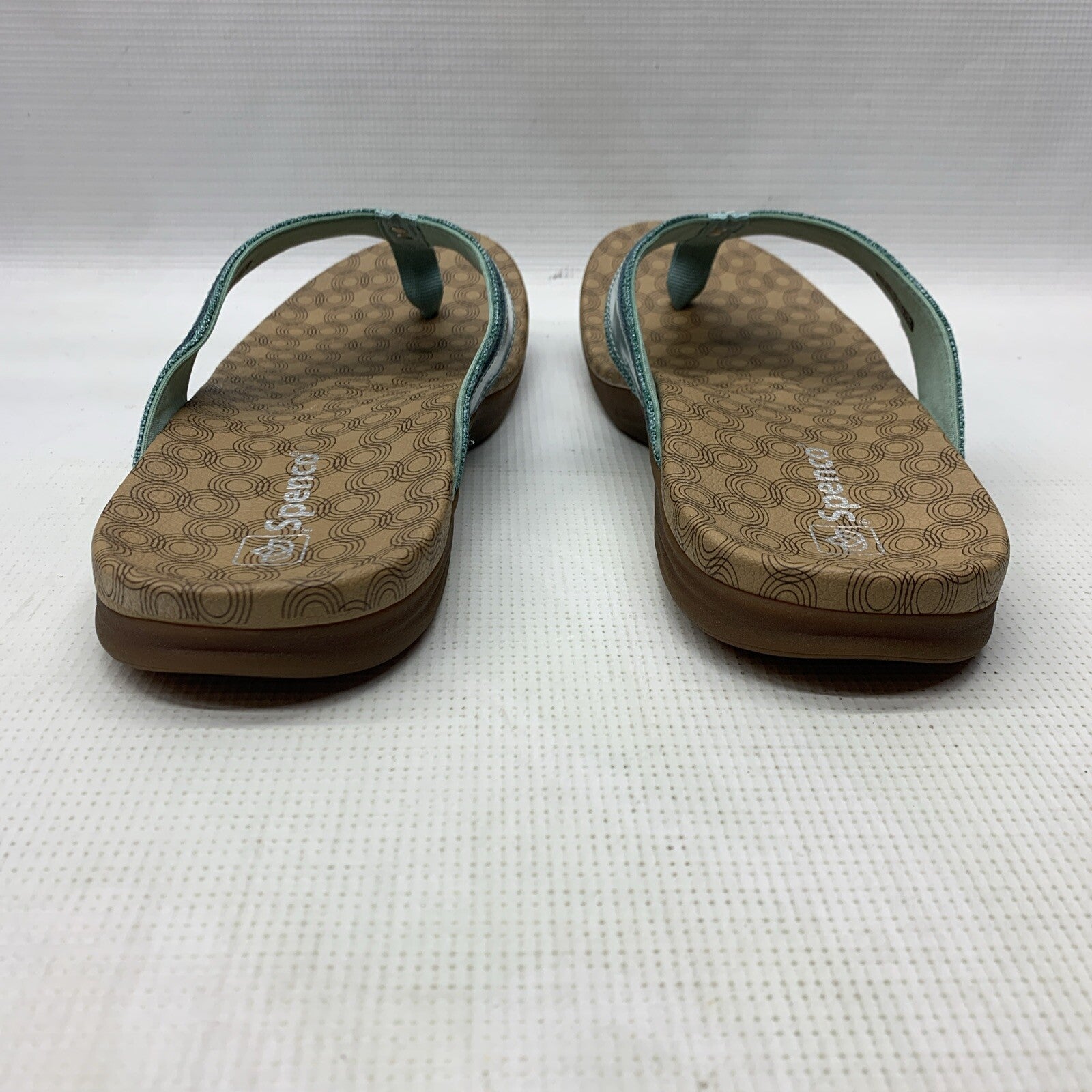 Spenco Orthotic Women's Cabo Flip-Flop Size US 12D Aqua Leather/Textile Upper