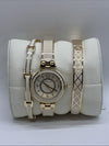 Anne Klein Women's Glitter Accented Bangle Wrist Watch and Bracelet Set Analog