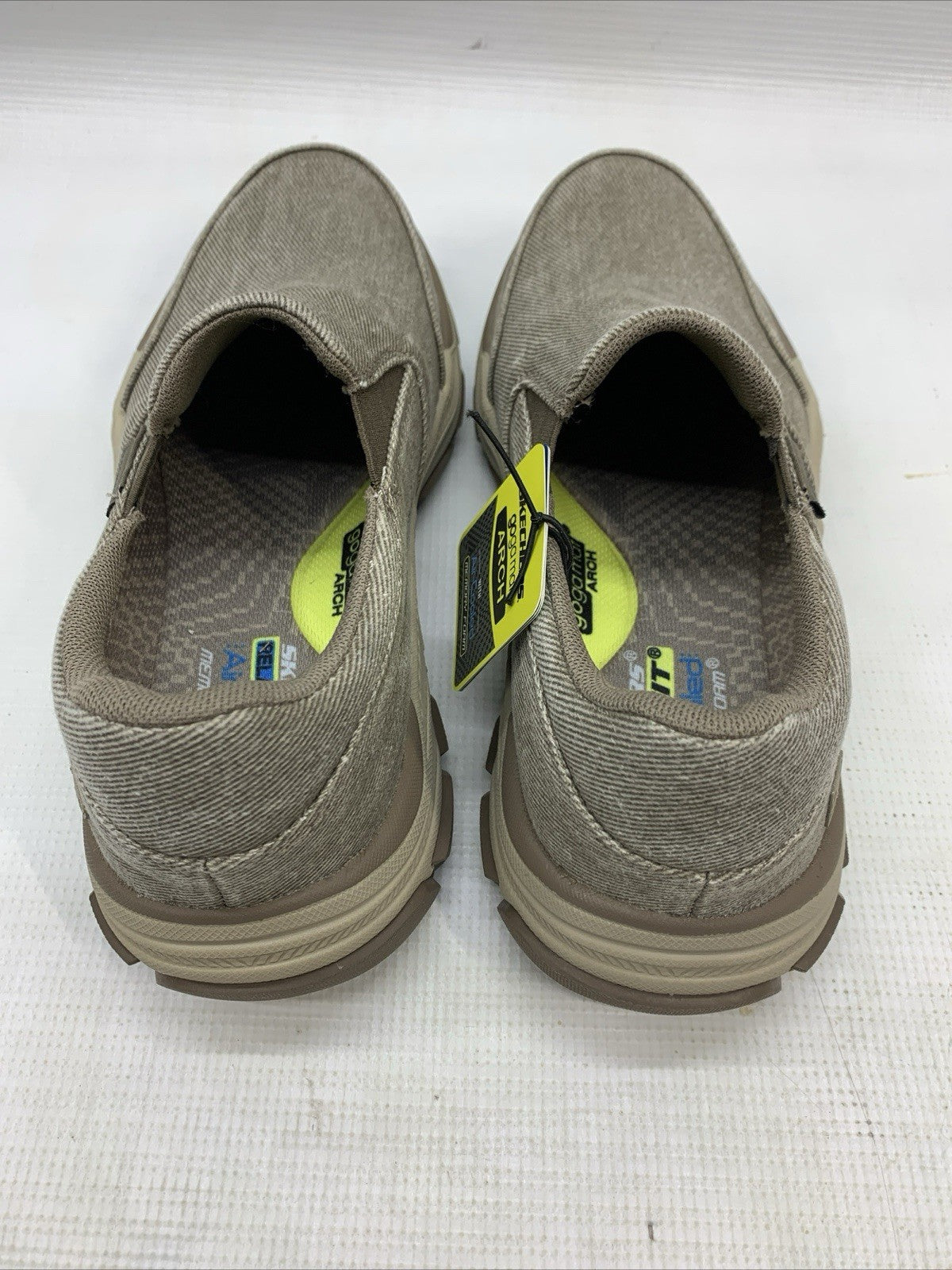Skechers Respected-Fallston Slip-Ons Men's Size 8.5 Canvas Goodyear Grip Taupe