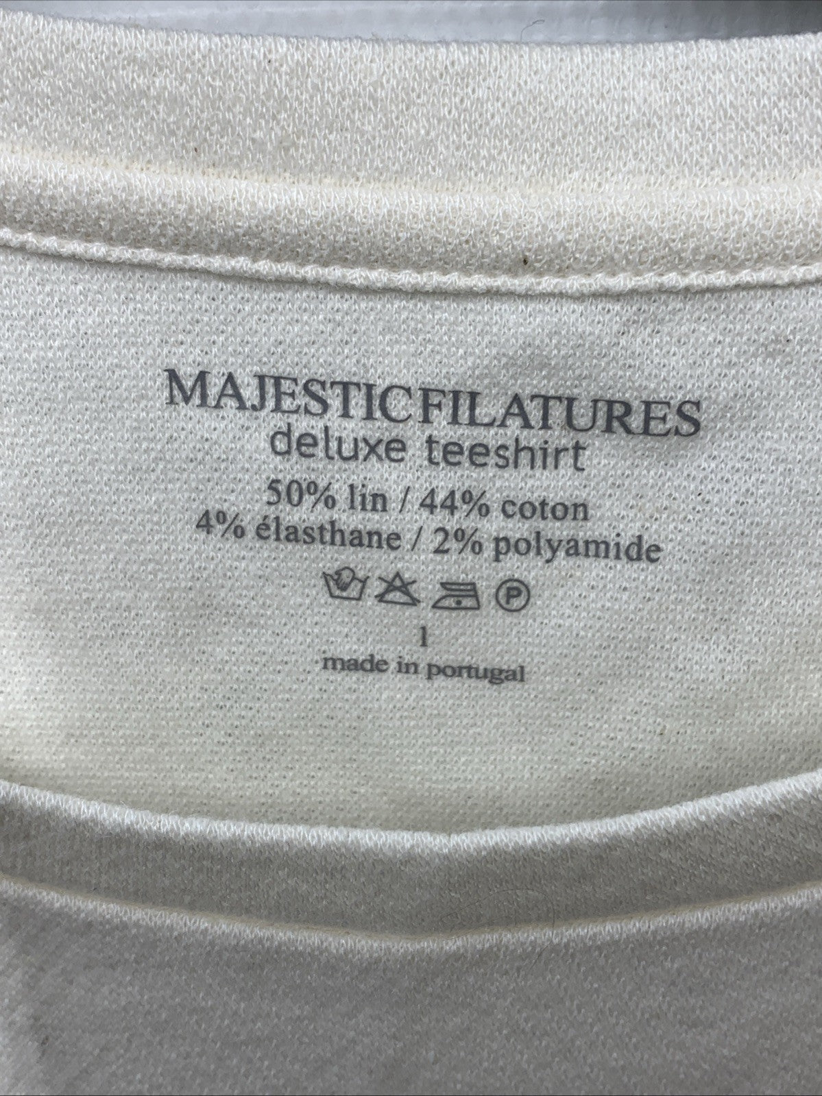 Majestic Filatures Long Sleeve Deluxe Teeshirt Size 1 Lounge Chevron Crew Ivory