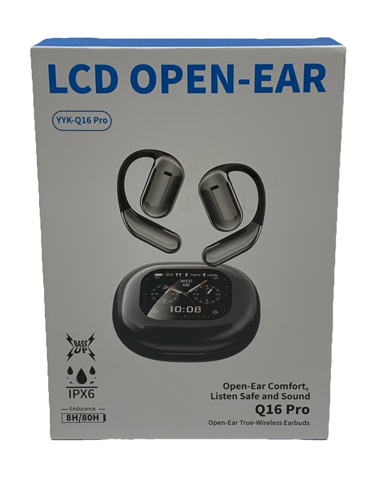 YYK-Q1 Q16 Pro LCD Open Ear Earbuds True Wireless LCD Open Earphones Lightweight