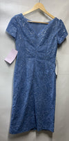 JS Collections Women's Melanie Short Cap Sleeve Midi Dress Size 2 Blue Casual