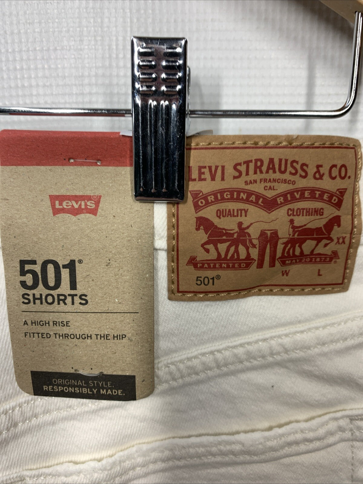 Levi's 501 Women's Off White High Rise Denim Original Shorts Size 28 Non-stretch