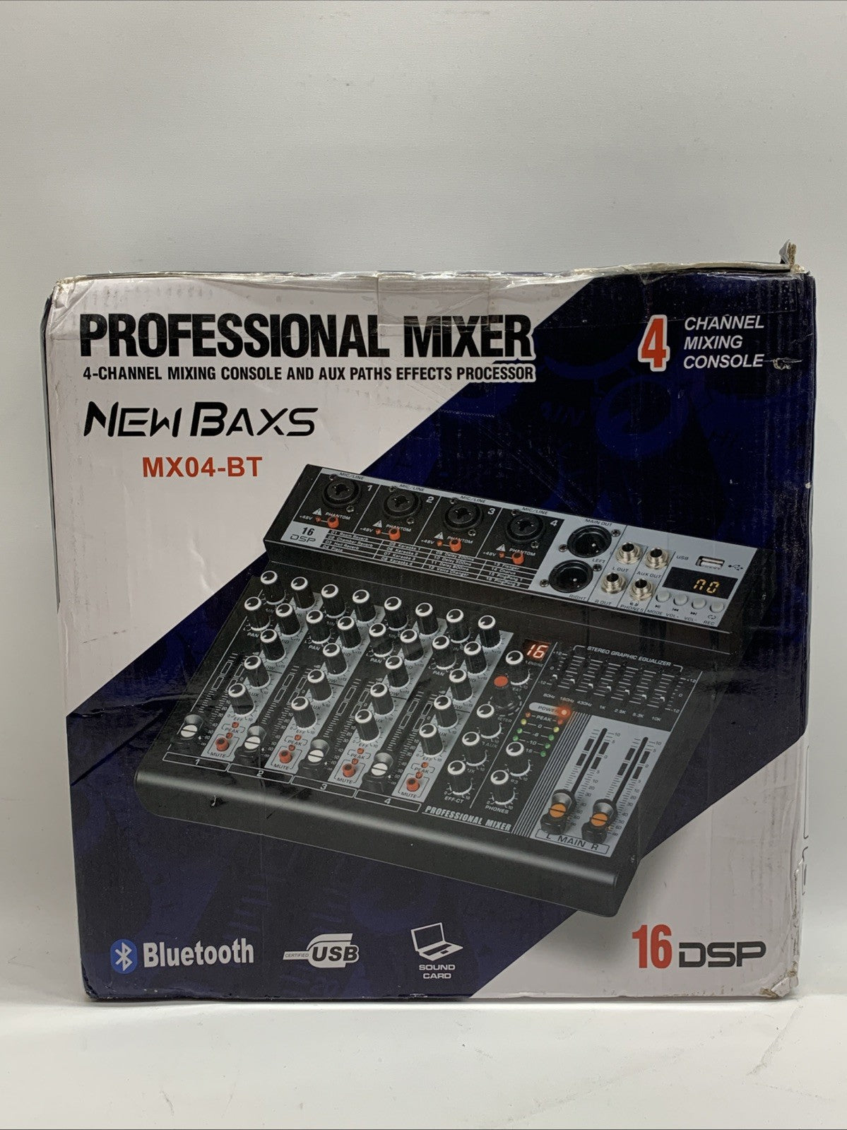 Professional Audio Mixer, 4 Channel Audio Interface Sound Board Mixing Consol