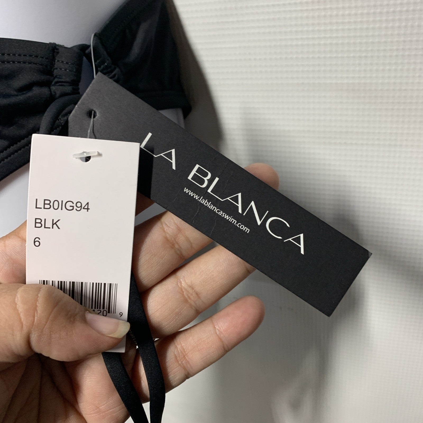 La Blanca Swim Bottom Bikini Island Goddess Side Tie Hipster Womens Size 6 Black