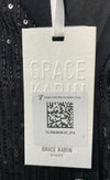 GRACE KARIN Women's Sparkly Sleeveless Sequin Cardigan Size 14 Black V-Neck