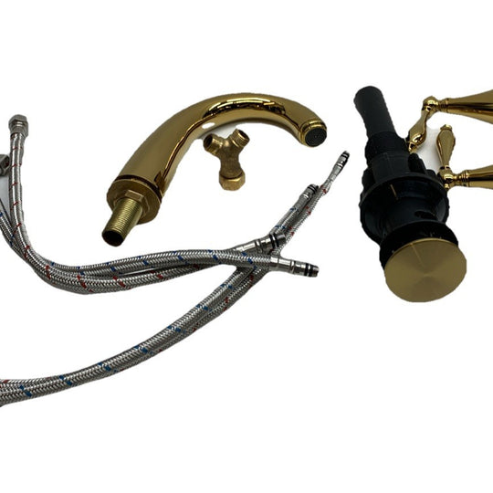 Kingston Brass KS2972NL Naples Widespread Lavatory Faucet Polished Brass 8-inch