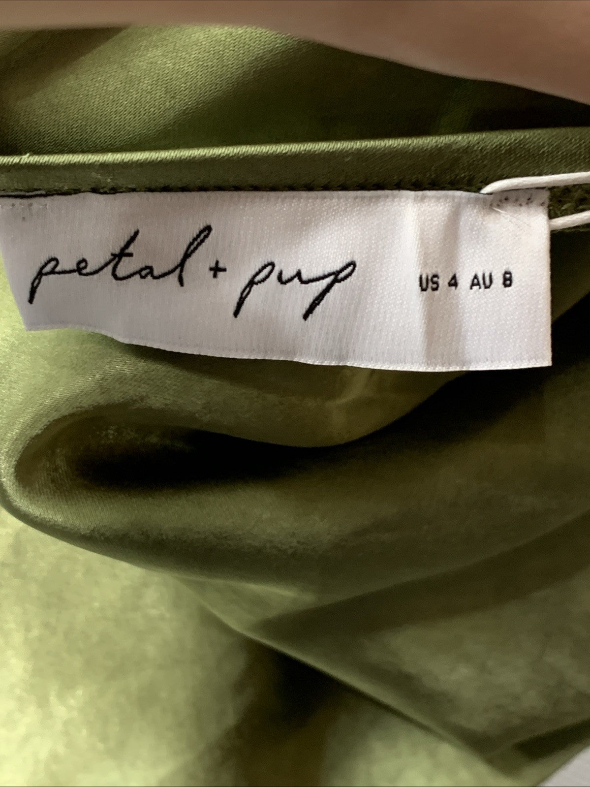 Petal & Pup Womens Grasie Dress Cocktail Cross Over Halter Neckline Size 4 Olive