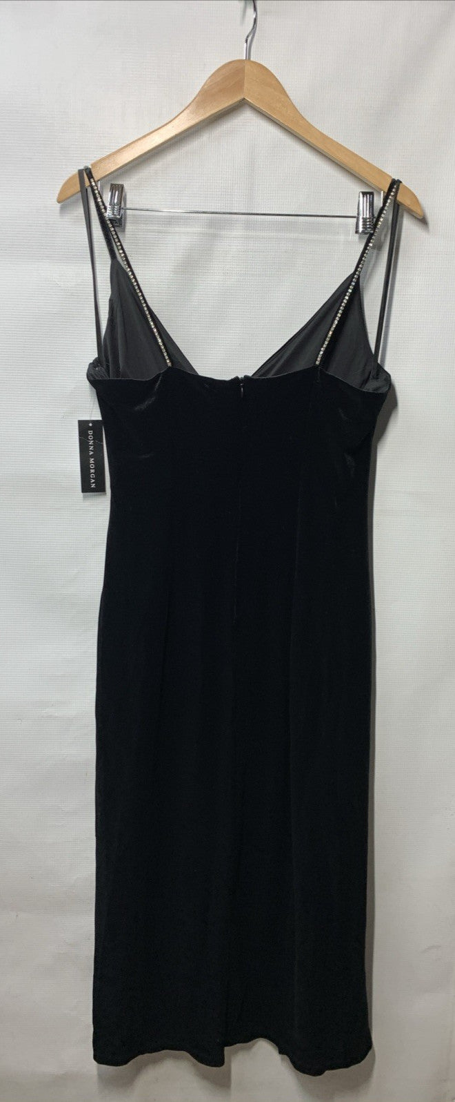 Donna Morgan D9183M Surplice Wrap Look Midi Dress Party Sleeveless Size 12 Black