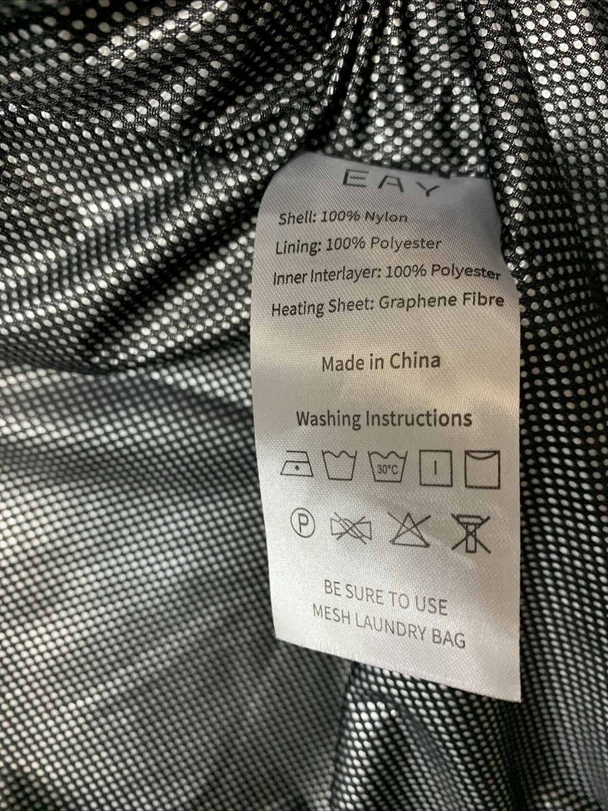 EAY Men's Lightweight Rechargeable Heated Vest Zipper Size S Sleeveless Black