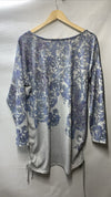 Avenue Women's Plus Size Charlene Side Tie Top Size 16 Gray & Blue Long Sleeve