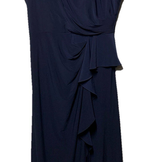 Alex Evenings Women's Long A-line Dress with Illusion Neck And Sleeves Size 16P