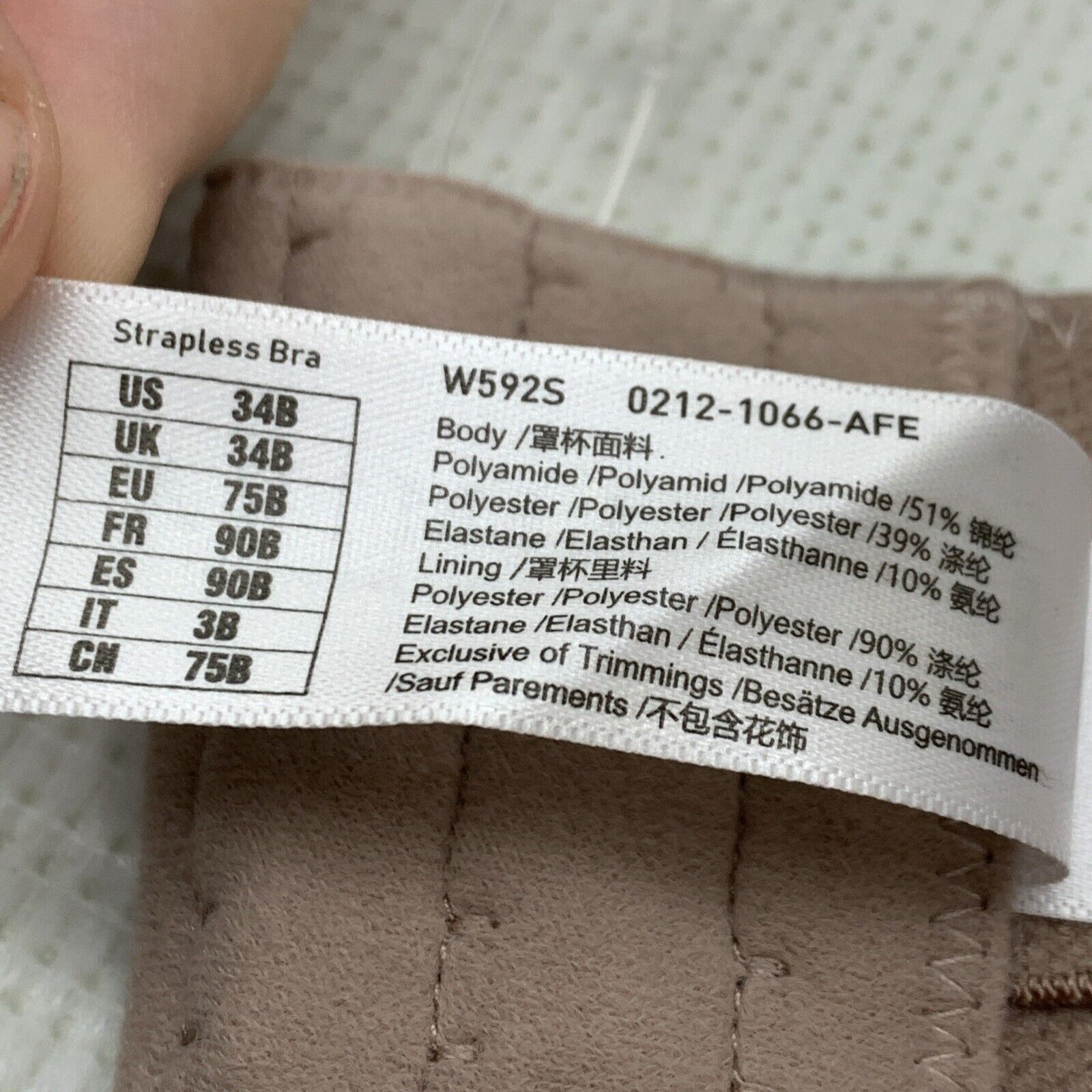DELIMIRA Women's Strapless Bra Unlined Underwire Minimizer W592S Size 34B Brown