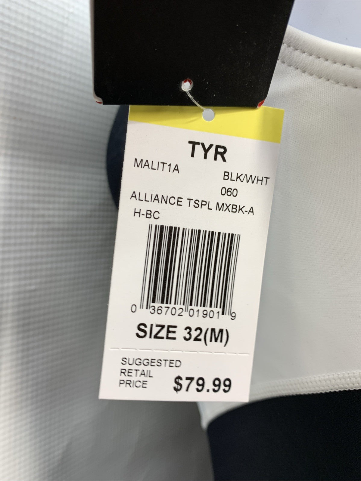 TYR MALIT1A Alliance T-Splice Maxfit One Piece Swimsuit Size 32(M) Black/White