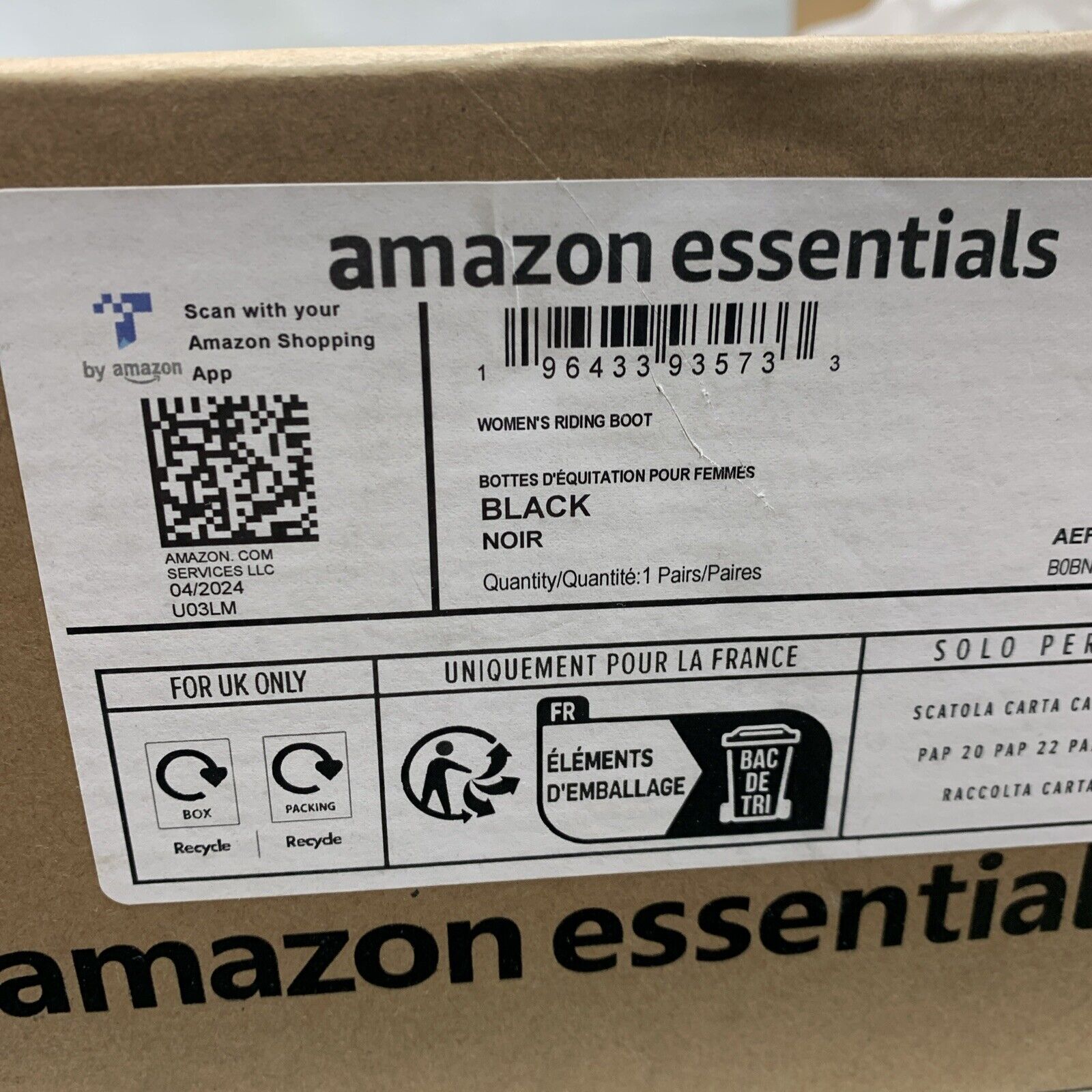 Amazon Essentials Women’s Tall Riding Boots Size 9 WC Women's Knee High Black