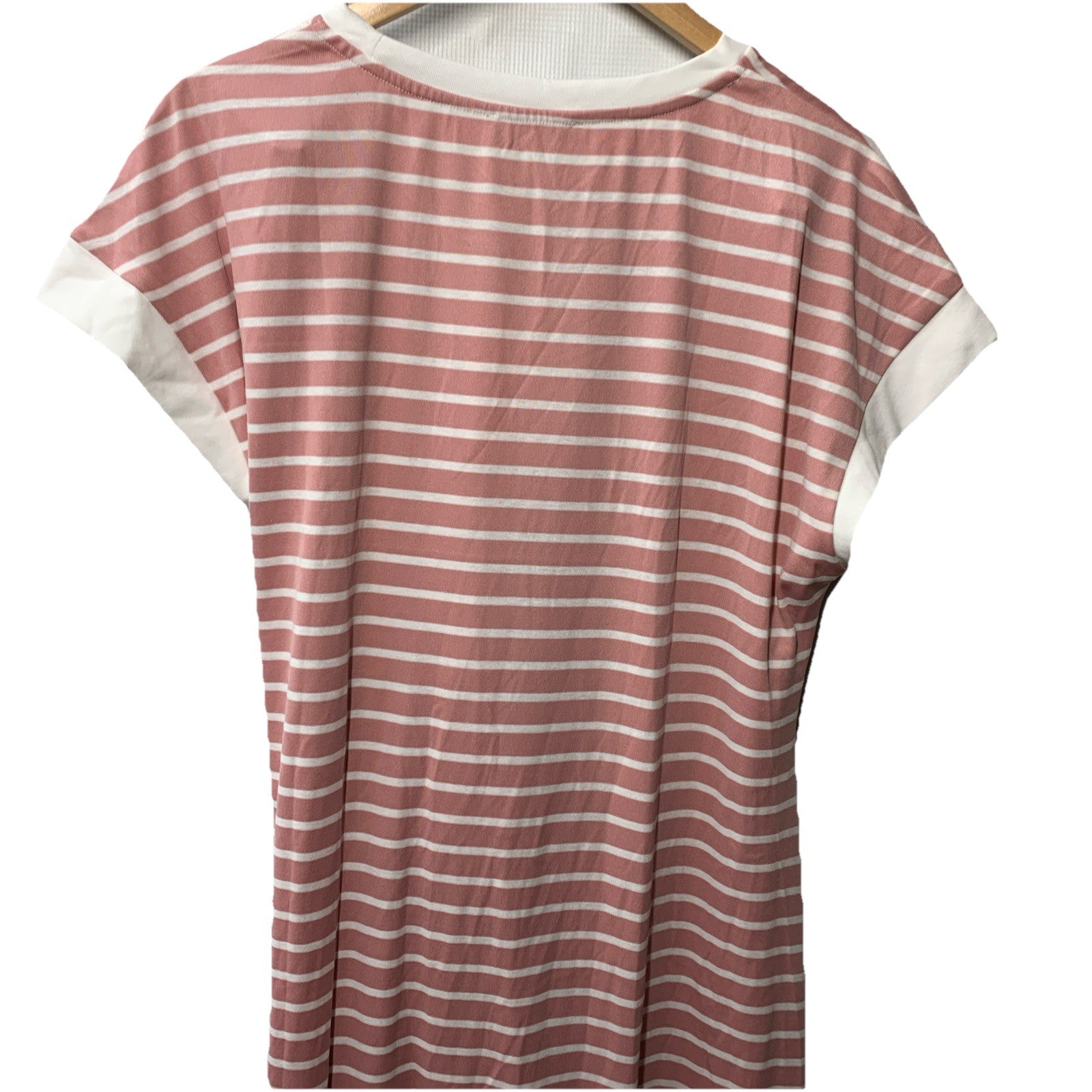 Grace Karin Pink And White Tie Front Dress Size 2XL Sleeveless Striped Crew Neck