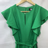 DKNY Womens Navy Flutter Sleeve Keyhole Neck Cropped Jumpsuit Green Size 2P