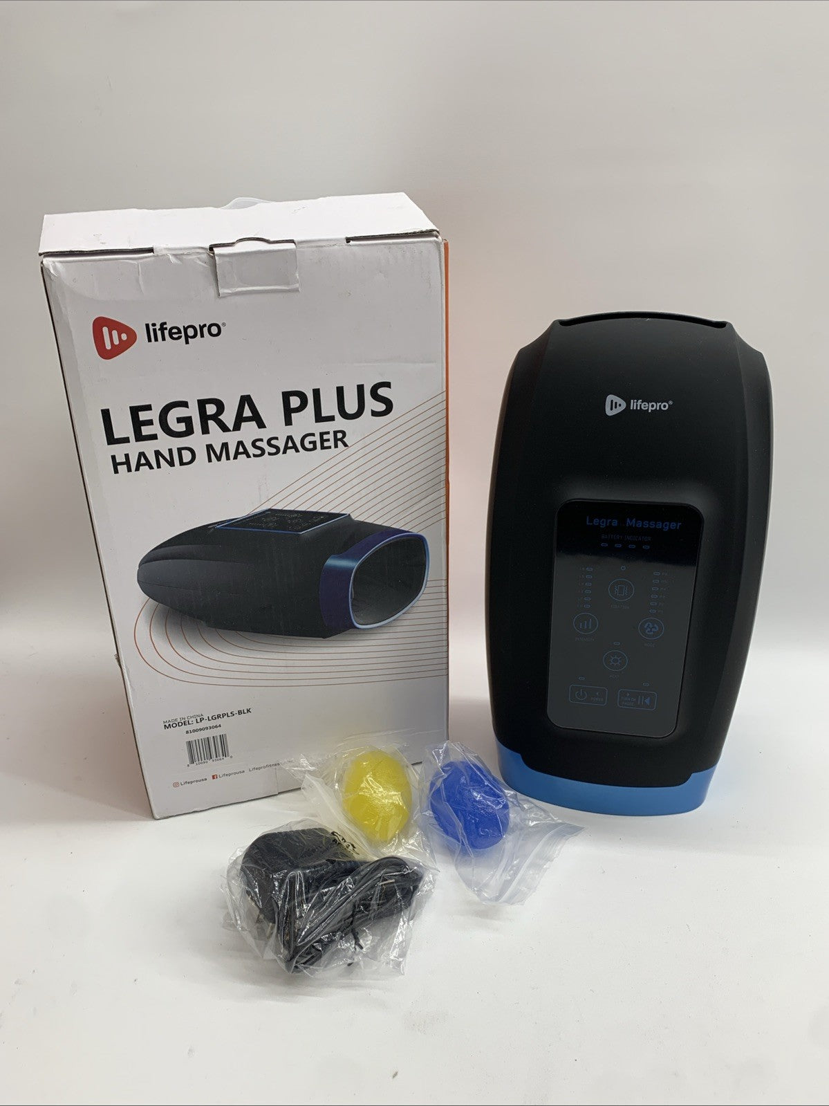 Lifepro Legra Hand Massager Portable With Heat And Compression LP-LGRPLS - Black