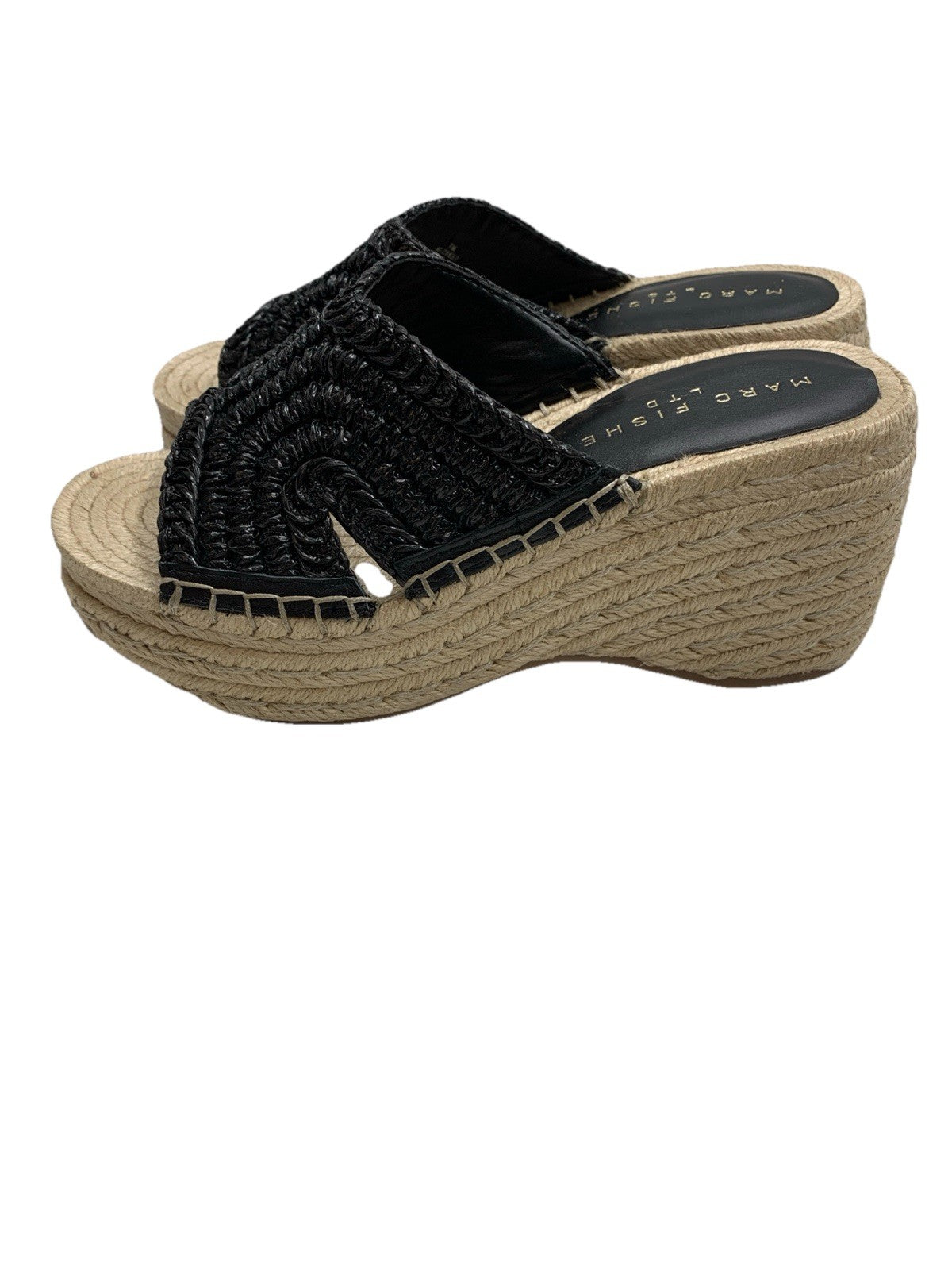 Marc Fisher LTD Women's miZAKKI Wedge Heel Sandal Black Size 7M Open Toe Slip-on