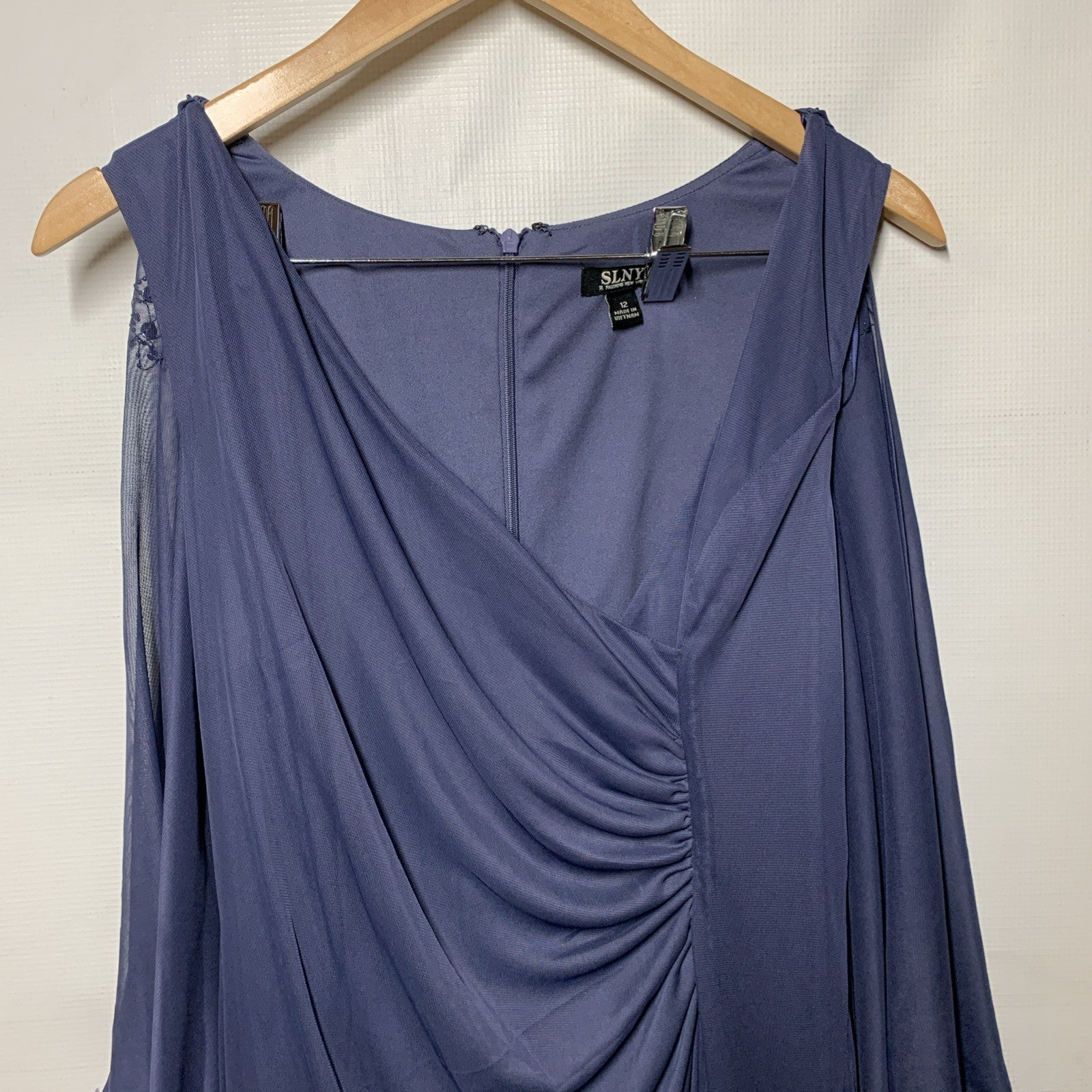 SL Fashions Women's Sequin Lace Chiffon Caplet Wedding Formal Dress Size 12