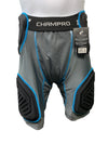 Champro Football Bull Rush 5 Pad Girdle, Black & Blue Size M Charcoal Comfortabl