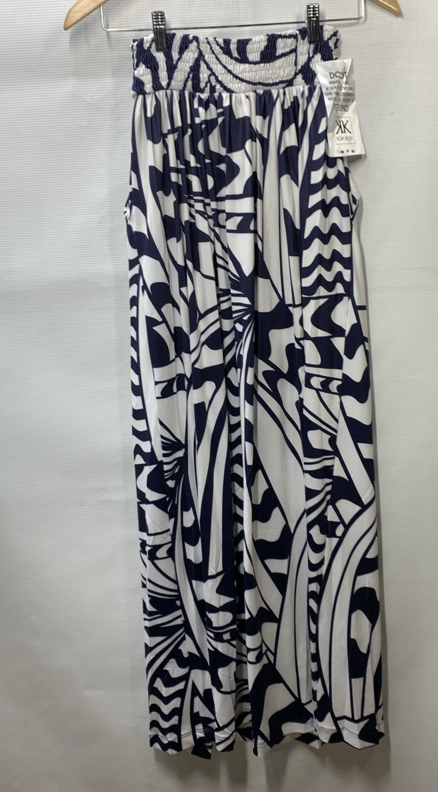 KOH KOH Womens Print Long Flowy Modest High Waist Maxi Skirt Navy Size Small
