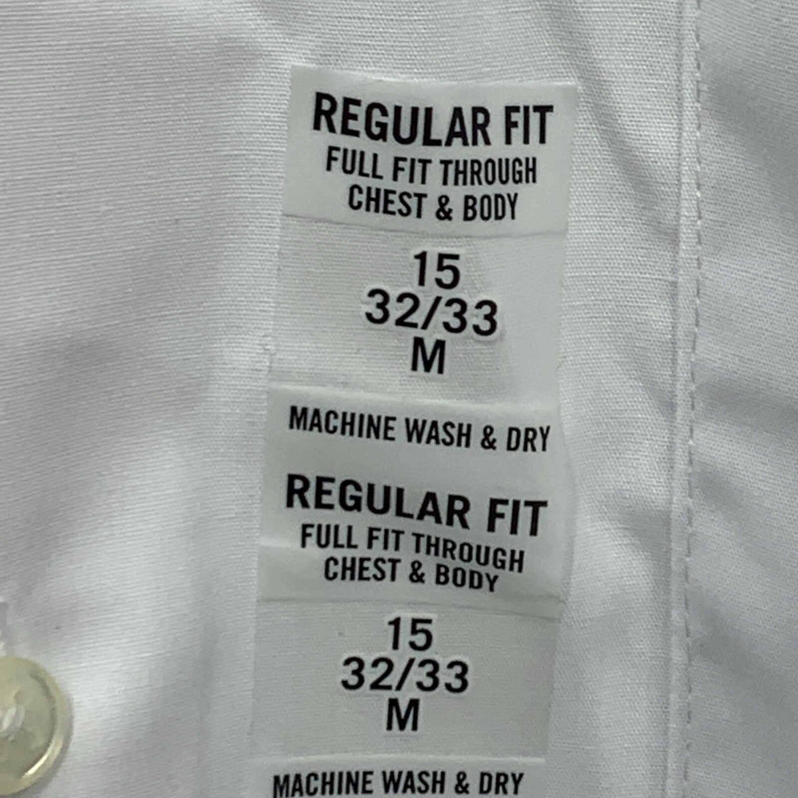 Van Heusen Mens Regular-Fit White Button Dress Shirt Size M Long Sleeve Collared