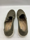 Clarks Womens Caroline Grace Shoes Olive Suede Size 8.5M Round-toe Comfort Flats