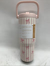 SANDJEST Bow Stainless Steel 30oz Beverage Water Tumbler w/Flip Straw & Handle