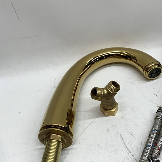 Kingston Brass KS2972NL Naples Widespread Lavatory Faucet Polished Brass 8-inch